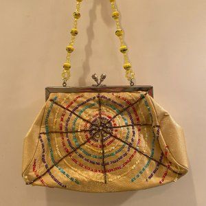 Yellow Evening Bag With Beads And Sequins - image 1